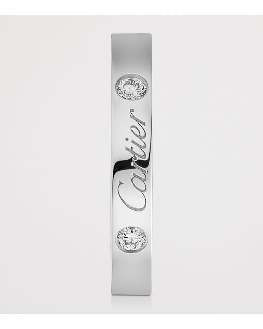 Cartier Metallic Platinum And Diamond C De Wedding Band