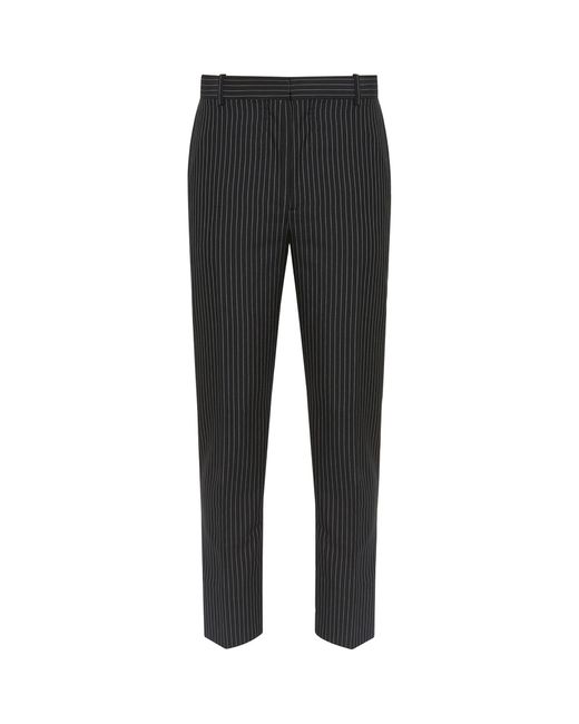 Alexander McQueen Black Wool-mohair Pinstripe Cigarette Trousers for men
