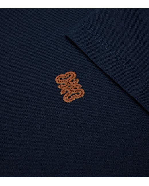Sandro Blue Cotton Logo-Patch T-Shirt for men