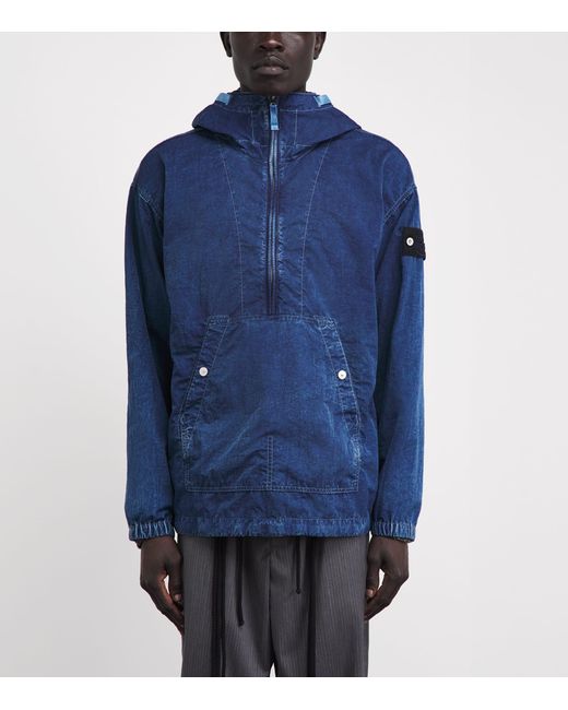 Stone Island Blue Hooded Anorak Jacket for men