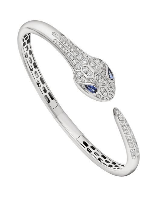 BVLGARI Metallic Diamond And Sapphire Serpenti Bangle