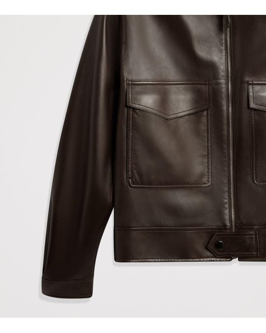 dunhill Leather Flight Jacket in Brown for Men | Lyst UK
