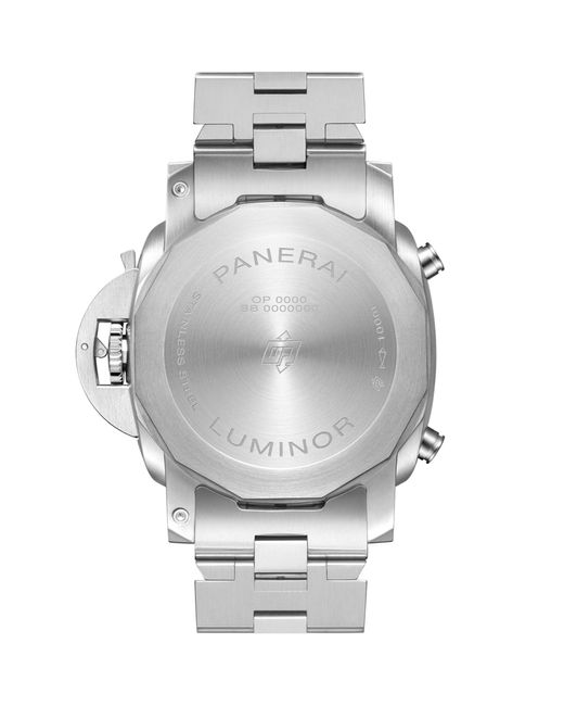 Panerai Metallic Stainless Steel Luminor Chronograph Watch 44mm for men