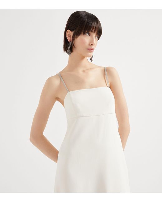 Brunello Cucinelli White Silk-Blend Maxi Dress