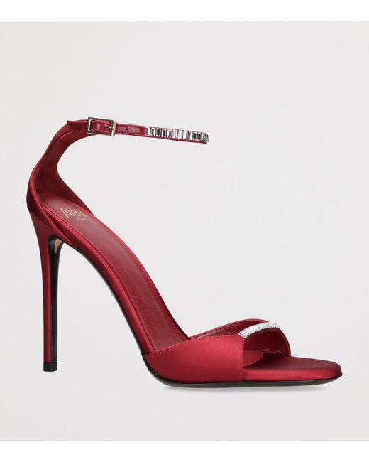 ALEVI Red Satin Ninel Xtal Heeled Sandals 110