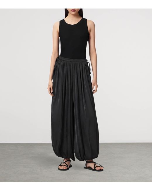 AllSaints Black Eshe Barrel-Leg Trousers