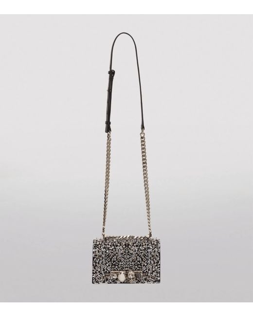 Alexander McQueen Black Mini Leather Jewelled Satchel
