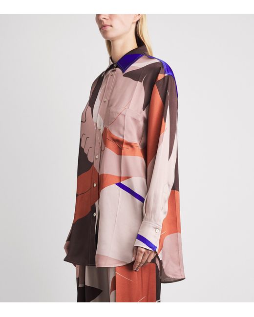 Victoria Beckham Pink Abstract Earth Print Remi Shirt