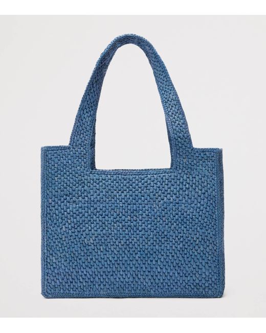 Loewe Blue X Paula's Ibiza Medium Raffia Font Tote Bag