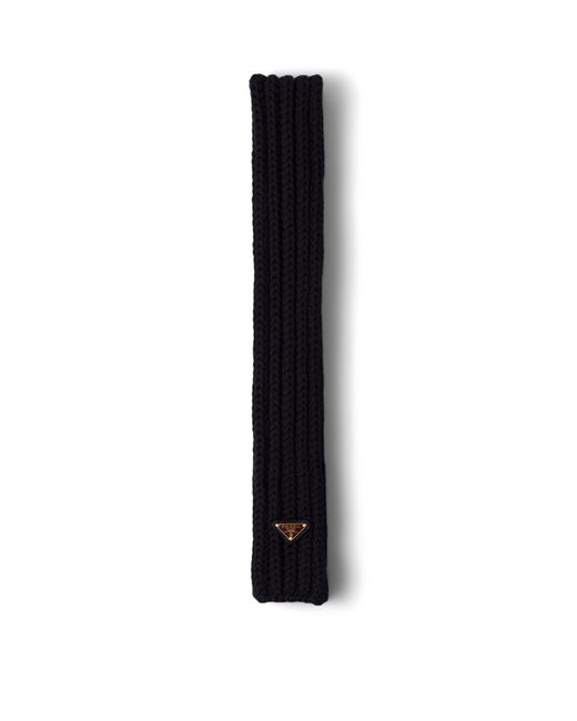 Prada Black Wool Logo Scarf