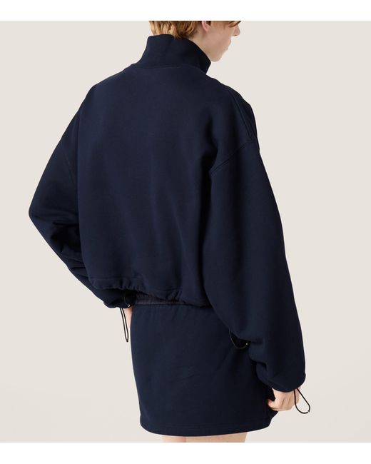 Miu Miu Blue Cotton Logo Zip-Up Sweatshirt