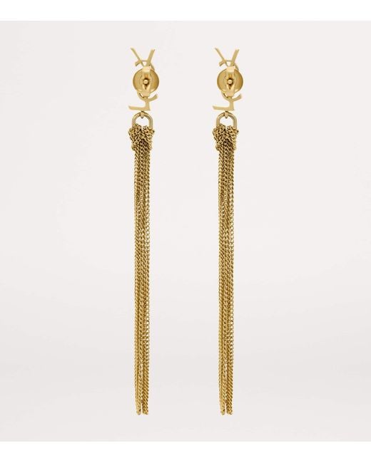 Saint Laurent Metallic Pompons Chains Earrings