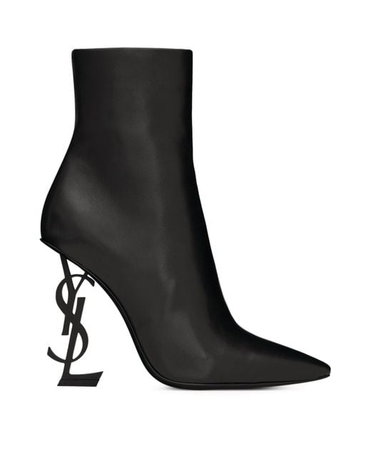 Saint Laurent Black Opyum Leather Ankle Boots
