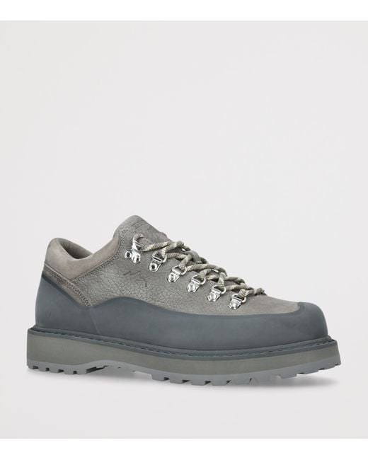 Diemme Gray Leather Cornaro Due Gomma Low-Top Boots for men