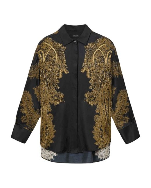 AllSaints Gray Printed Bernie Shirt