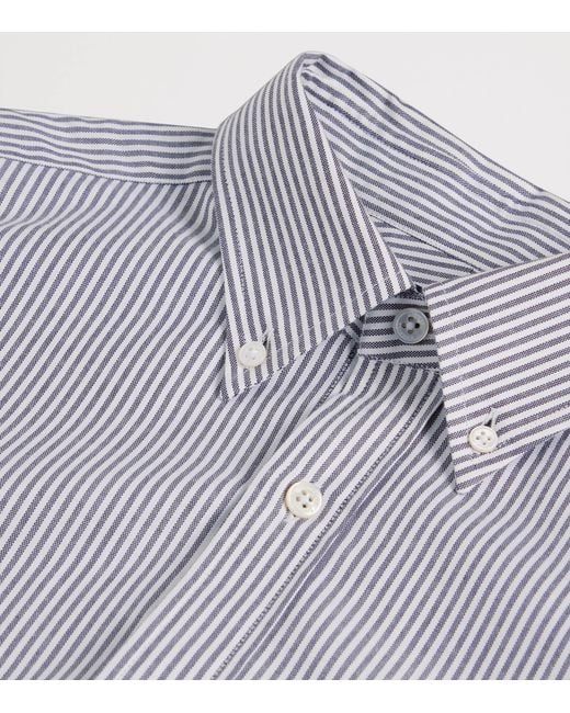 Dunhill Purple Cotton-Cashmere Stripe Shirt for men