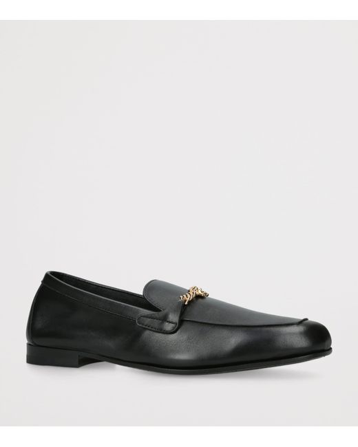 Versace Black Leather Medusa Chain Loafers