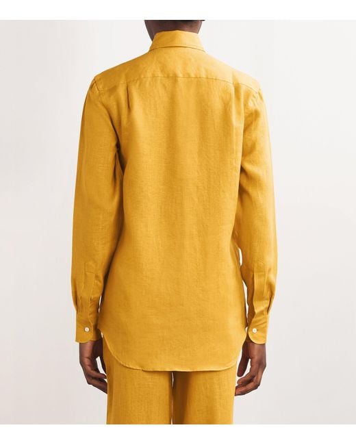 With Nothing Underneath Yellow Linen The Boyfriend Shirt