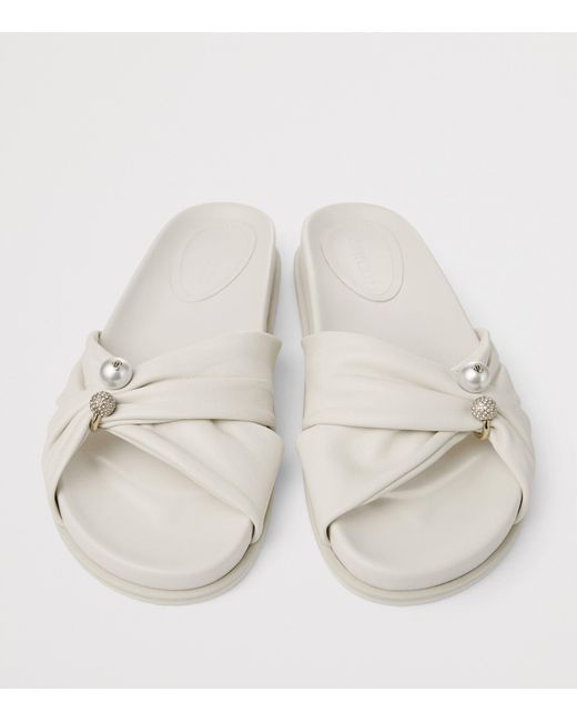 Jimmy Choo White Rafi Leather Flat Sandals