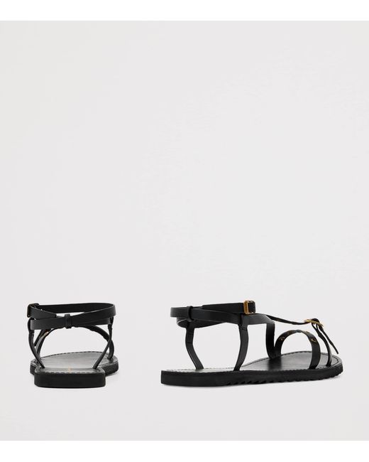 AllSaints Black Leather Tyla Eyelet Sandals