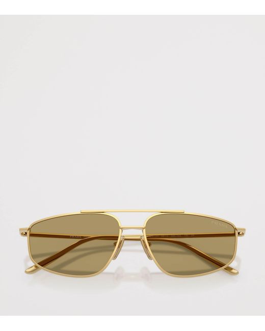 Prada Natural Metal Rectangular Sunglasses