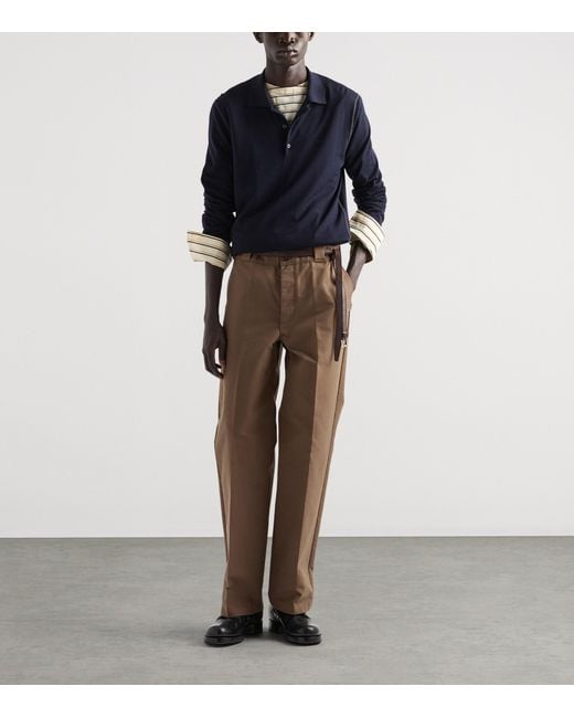 Prada Brown Canvas Relaxed Trousers for men