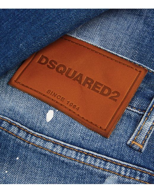 DSquared² Blue Distressed Skinny Skater Jeans for men