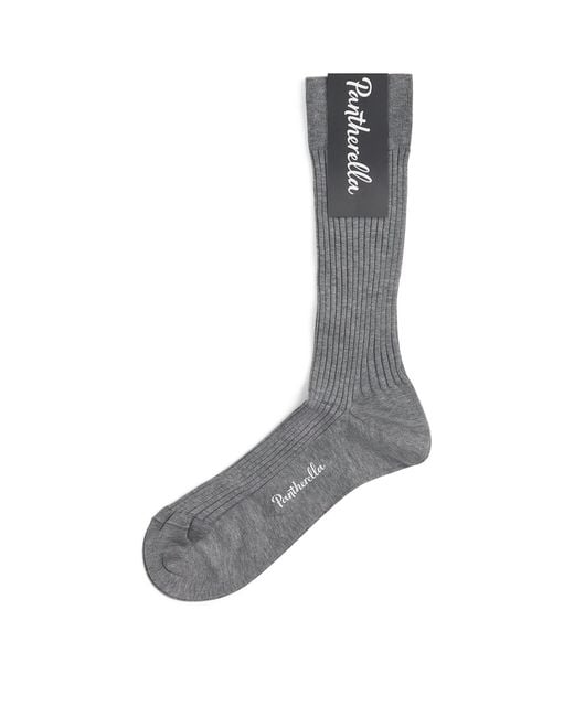 Pantherella Gray Ribbed Danvers Socks for men
