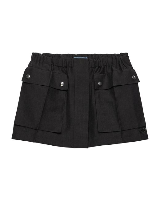 Prada Black Mohair-Wool Mini Skirt