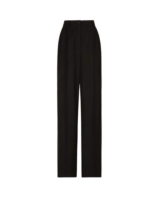 Dolce & Gabbana Black Wool Straight-Leg Trousers