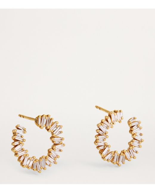 Suzanne Kalan Metallic And Diamond Classic Mini Sideways Hoop Earrings