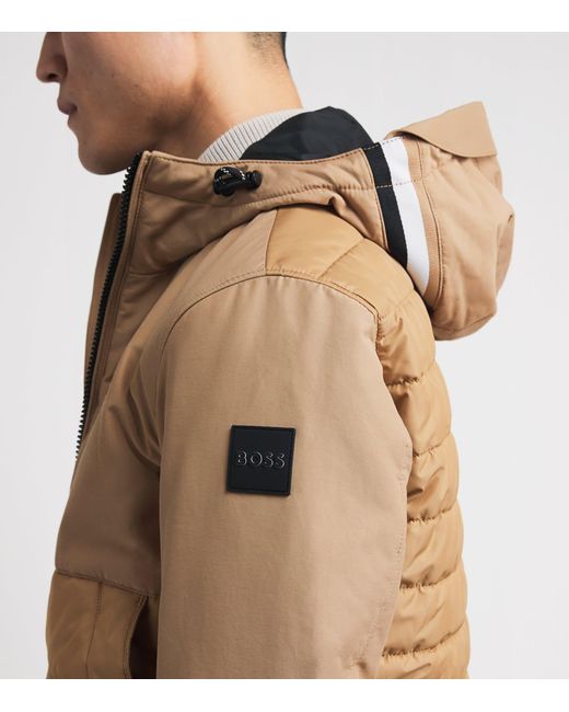Boss Natural Water-Resistant Quilted-Panel Jacket for men