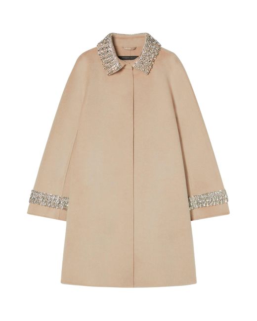 Marina Rinaldi Natural Wool Embellished-Detail Coat