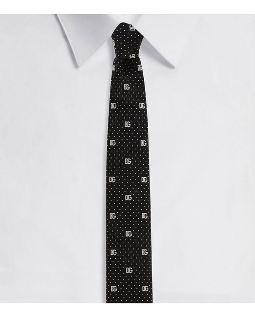 Dolce & Gabbana Black Silk Logo Tie for men