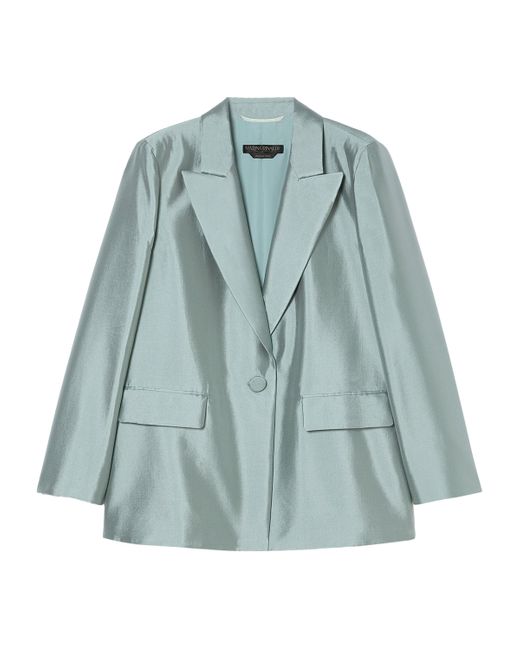 Marina Rinaldi Blue Silk-Blend Baruffa Blazer