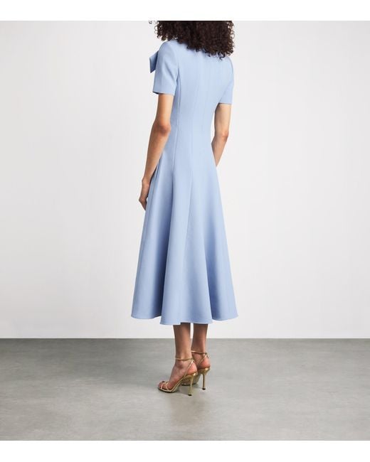 Roland Mouret Blue Crepe Bow-Detail Midi Dress