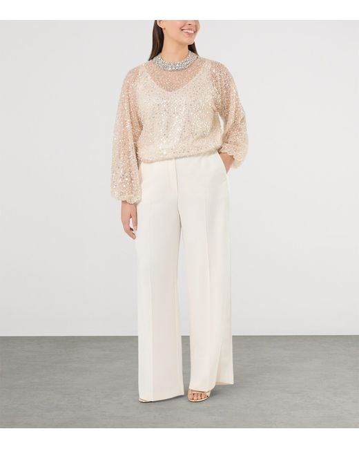 Marina Rinaldi Natural Sequin-Embellished Blouse