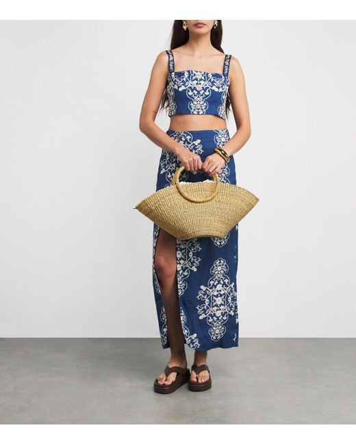 Muuñ Metallic Medium Straw Luna Tote Bag