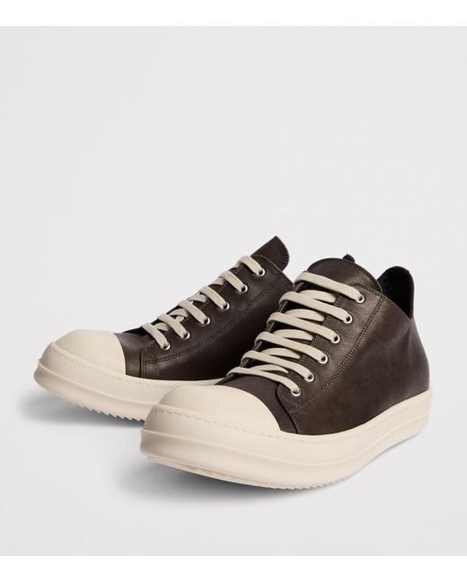 Rick Owens Brown Leather Classic Low-Top Sneakers for men