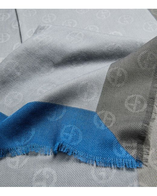 Giorgio Armani Gray Wool-silk Logo Scarf for men