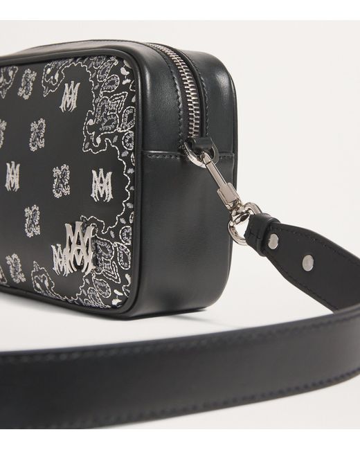Amiri Black Leather Bandana Camera Bag for men