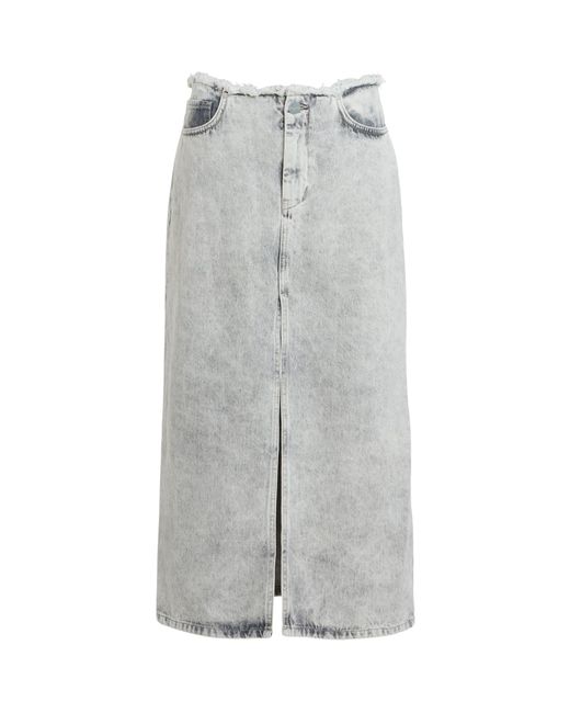 AllSaints Gray Denim Honour Midi Skirt