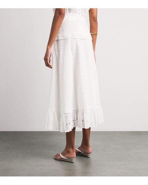 Ulla Johnson White Broderie Anglaise Violetta Midi Skirt