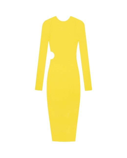 Aeron Yellow Ribbed Cut-out Maxi Dress