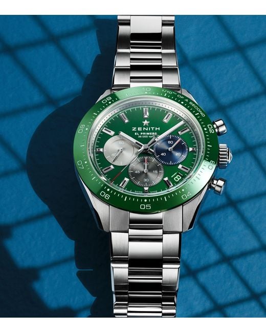 Zenith Green Stainless Steel Chronomaster Sport Watch 41mm