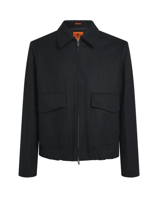 Barena Black Wool-Blend Tailored Bomber Jacket for men