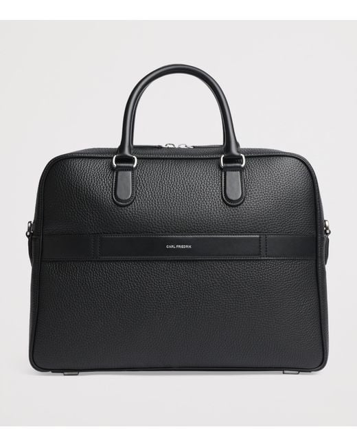 Carl Friedrik Black Leather Dunloe Briefcase for men
