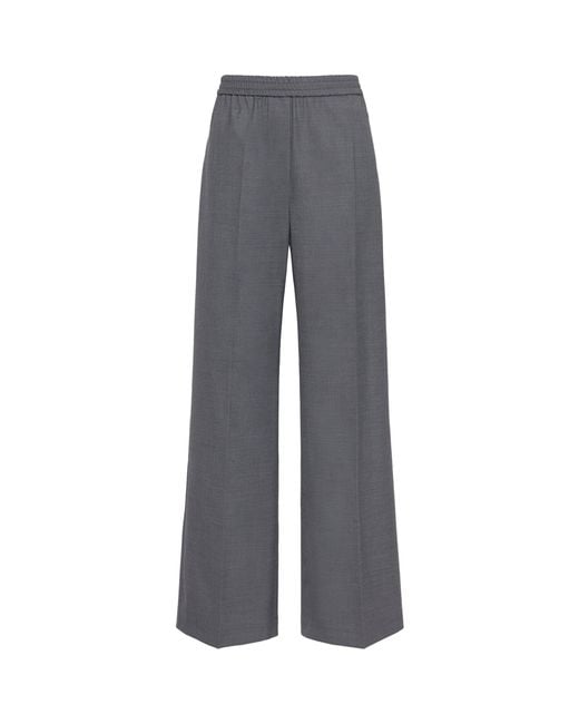 Weekend by Maxmara Gray Virgin Wool-Blend Trousers