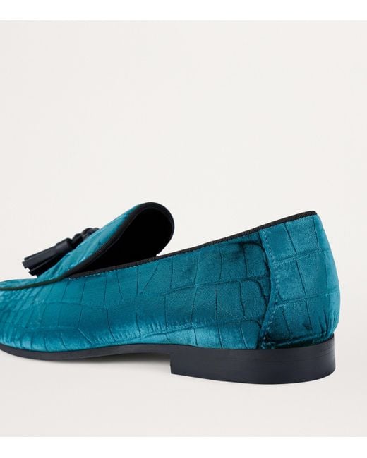 Kurt Geiger Blue Velvet Quilted Henry Loafers for men