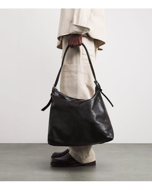 Lemaire Black Calfskin Belted Tote Bag
